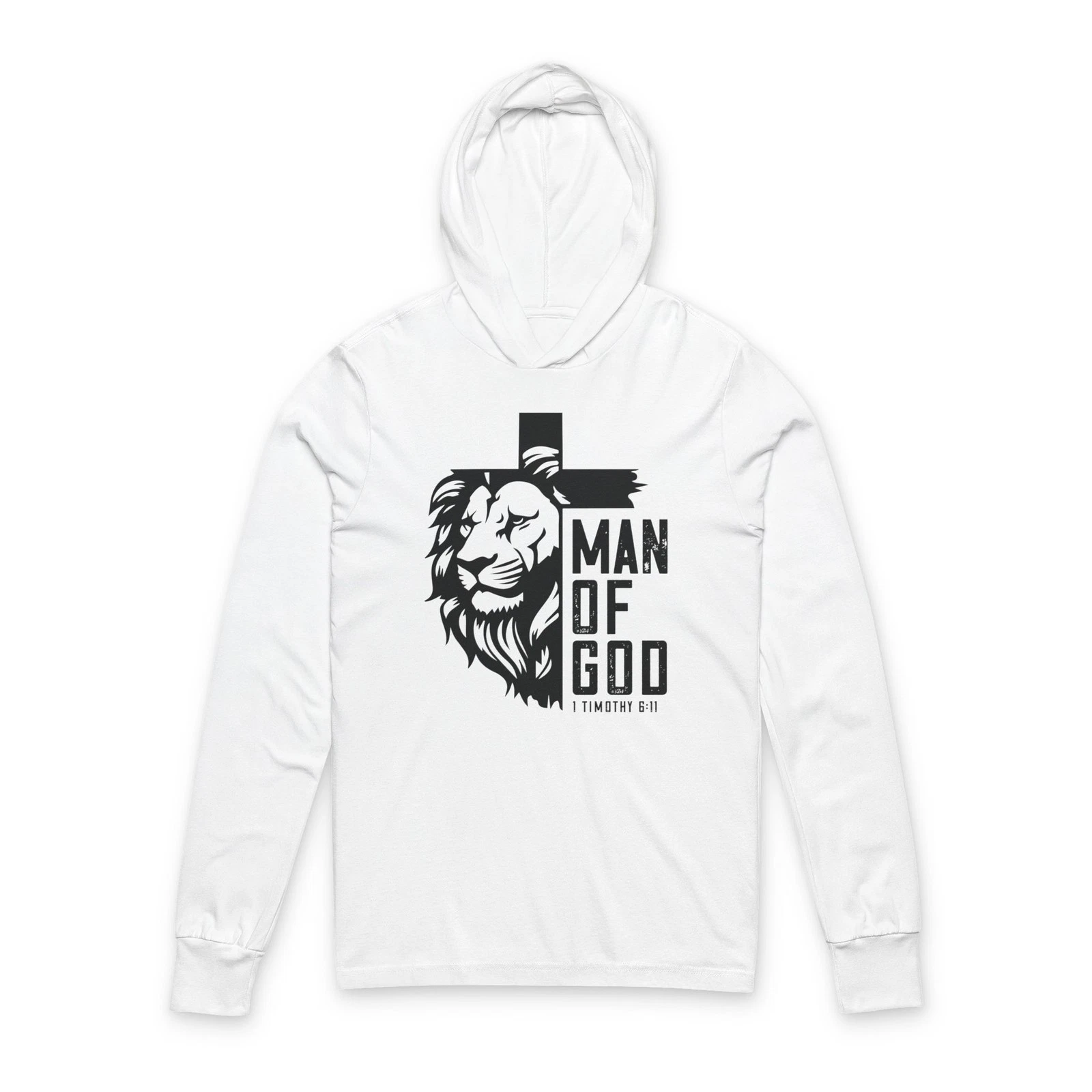 s-l1600 (5) Man of God Lion Cross Graphic Hoodie Christian Faith Mens - Image 1