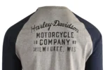 Harley Davidson Mens Raglan Long Sleeve T-Shirt Grey Navy Logo - Image 4