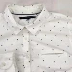 White Polka Dot Button-Up Shirt Casual Long Sleeve Top - Image 5