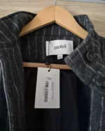 Women’s Grey Pinstripe Casual Winter Jacket - Image 3