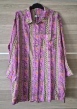Pink Floral Printed Long Casual Shirt Dress - Image 3