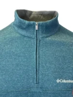 Columbia Mens Quarter Zip Pullover Fleece Sweatshirt Heathered Teal Blue - Image 3