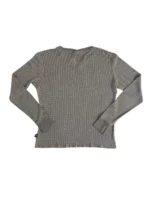 Men's Grey Waffle Knit Long Sleeve Henley Top Slim Fit - Image 6