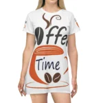 Coffee Time Printed Casual T-Shirt Dress for Women - Image 3