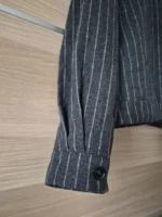Women’s Grey Pinstripe Casual Winter Jacket - Image 4