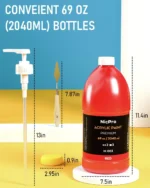 NicPro Premium Acrylic Paint Set 6 Colors 69oz Large Bottles with Pump - Image 5