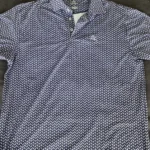 Navy Geometric Print Golf Polo Shirt Breathable Fit