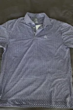 Navy Geometric Print Golf Polo Shirt Breathable Fit