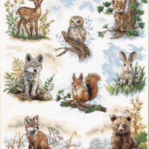 Woodland Animals Cross Stitch Kit  Forest Friends Embroidery Set