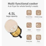Simplus 4.5L Air Fryer 1300W Oil-Free Rapid Fry, Knob Control - Image 5
