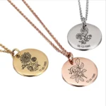 Personalised Birth Flower Necklace Custom Engraved Date Gift Her - Image 3