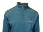 Columbia Mens Quarter Zip Pullover Fleece Sweatshirt Heathered Teal Blue - Image 4