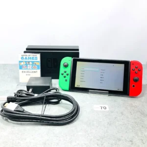 Nintendo Switch HAC-001 Neon Green Red Joy-Con Excellent Tested Bundle