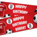 Personalised Football Birthday Banner Kids Party Name Age Team Badge