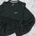 Nike Dri-FIT Long Sleeve Running Top Black Swoosh Mens