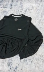 Nike Dri-FIT Long Sleeve Running Top Black Swoosh Mens