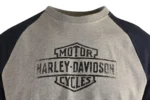 Harley Davidson Mens Raglan Long Sleeve T-Shirt Grey Navy Logo - Image 2