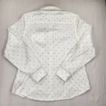 White Polka Dot Button-Up Shirt Casual Long Sleeve Top - Image 4