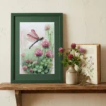 Counted Cross Stitch Kit Dragonfly Pink Clover Flowers Nature Floral - Image 5