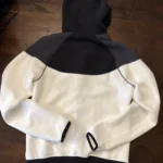 Men's Cream & Black Tech Fleece Full-Zip Hoodie – Colourblock - Image 5