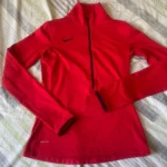 Nike Dri-Fit Womens Half Zip Running Training Top Red Swoosh