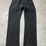 Vintage Levi's 501 Jeans Faded Black Distressed Hem Straight Fit Denim