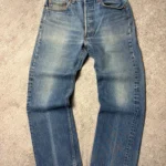 Levis Vintage Jeans Authentic Worn Faded Blue Straight Cut Mens Denim