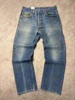 Levis Vintage Jeans Authentic Worn Faded Blue Straight Cut Mens Denim