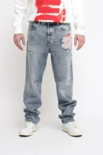 Mens Baggy Jeans Loose Fit Distressed Light Wash Y2K Streetwear Denim