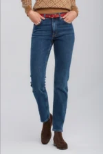 Womens Slim Fit Jeans High Waist Dark Blue Stretch Denim Skinny Leg - Image 4