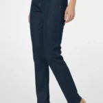Ladies Straight Leg Jeans High Waist Dark Indigo Front Seam Ankle Crop