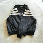 Adidas Black Windbreaker Jacket Full Zip 3 Stripe Lightweight - Image 2