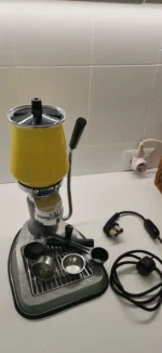 Vintage Manual Lever Espresso Machine Yellow, Retro Design