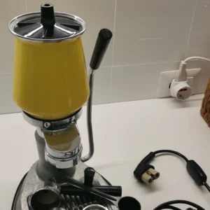 Vintage Manual Lever Espresso Machine Yellow, Retro Design