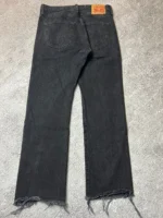 Vintage Levi's 501 Jeans Faded Black Distressed Hem Straight Fit Denim - Image 5