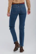 Womens Slim Fit Jeans High Waist Dark Blue Stretch Denim Skinny Leg - Image 5