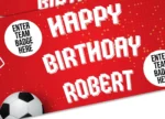 Personalised Football Birthday Banner Kids Party Name Age Team Badge - Image 4