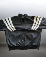 Adidas Black Windbreaker Jacket Full Zip 3 Stripe Lightweight