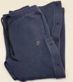 Navy Tech Fleece Open-Hem Jogger Trousers Snap Button - Image 2
