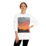 Fiery Sunset Sky Photo Print White Unisex Graphic Sweatshirt