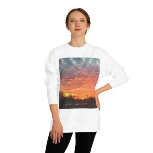 Fiery Sunset Sky Photo Print White Unisex Graphic Sweatshirt