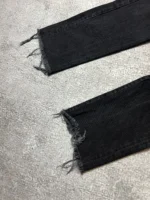 Vintage Levi's 501 Jeans Faded Black Distressed Hem Straight Fit Denim - Image 4