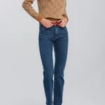 Womens Slim Fit Jeans High Waist Dark Blue Stretch Denim Skinny Leg