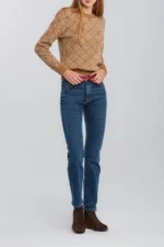 Womens Slim Fit Jeans High Waist Dark Blue Stretch Denim Skinny Leg