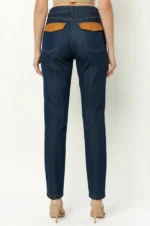 Ladies Straight Leg Jeans High Waist Dark Indigo Front Seam Ankle Crop - Image 5