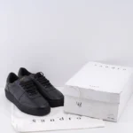 HUGO Boss Black Leather Low-Top Sneakers Mens Court Shoes - Image 2