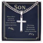 Son Cross Necklace Cuban Chain Meaningful Gift Box for Him
