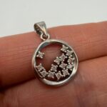 Sterling Silver Circle CZ Cluster Pendant Necklace Gift